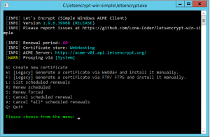 Let's sencrypt (Windows ACME Client)