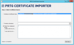 PRTG Certificate Importer - Step 1